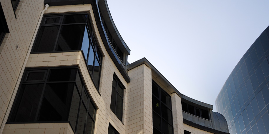 commercial building with tinted windows commercial building with tinted windows