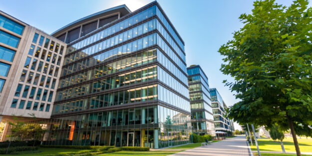 office building with tinted windows
