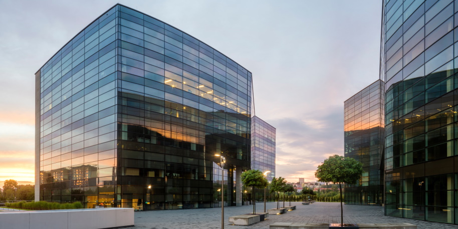 commercial building with window tinting commercial building with window tinting