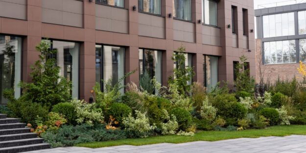 commercial windowfront the front of a commercial building interspersed with windows