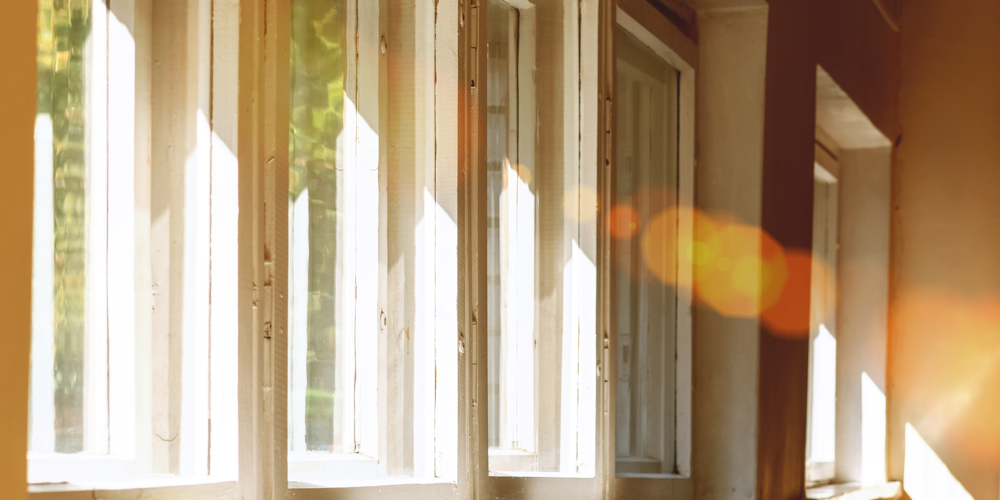 sun beaming through window