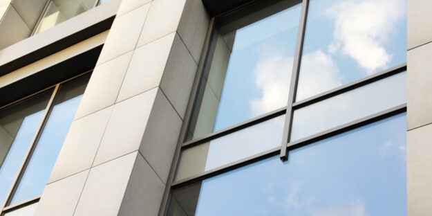 Modern office building with tinted windows