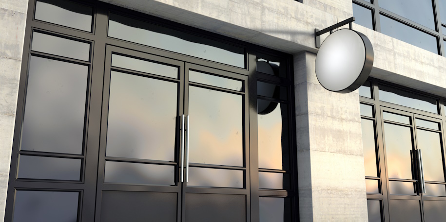 business with dark tinted windows