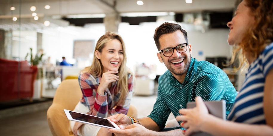 workers enjoying comfortable office space workers enjoying comfortable office space