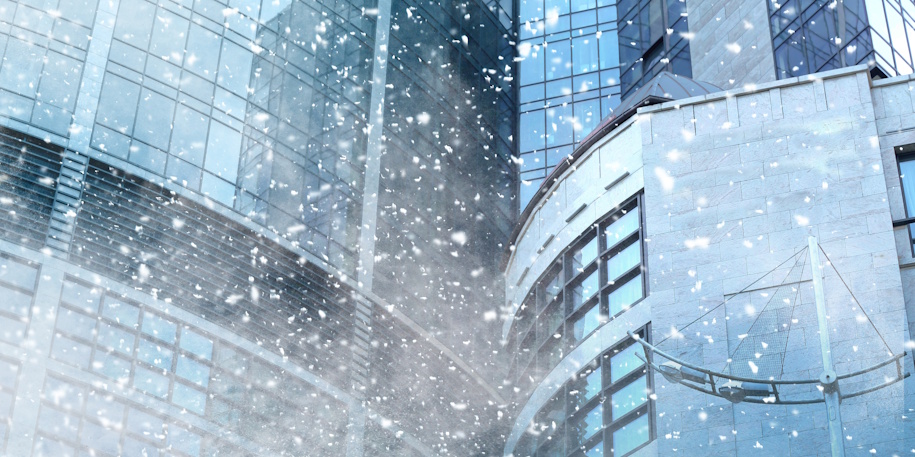 snowy outside office building snowy outside office building