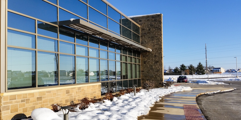 tinted office windows with snow outside tinted office windows with snow outside